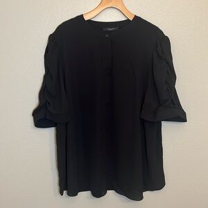 Tahari Woman Black Button Down Short Sleeve Plus Size Shirt